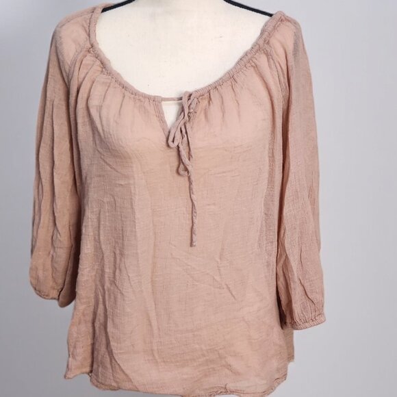 Velvet by Graham & Spencer Tops - Blush Peasant Top
